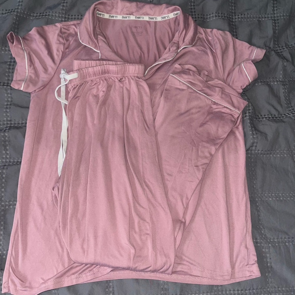 Born Womens Purple 2-Piece Pajama Set Drawstring - Picture 4 of 5